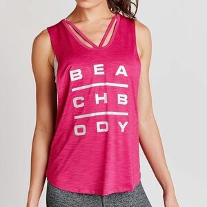Beachbody Women's Energy Mesh Strap Tank Pink Large Top Shirt
